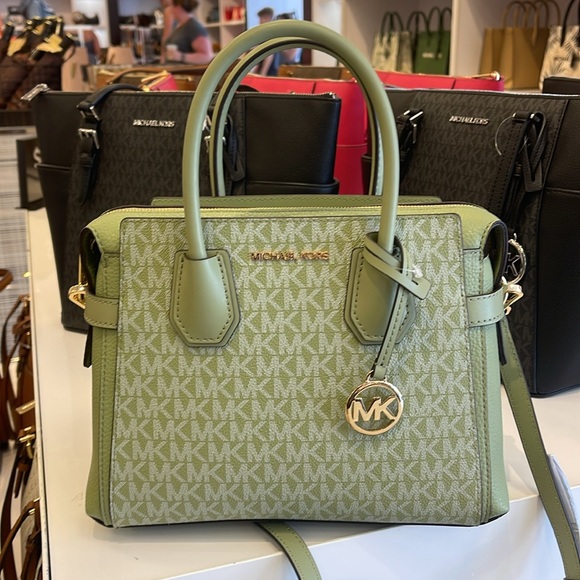 Michael Kors Mercer Small Top Zip Belted Satchel Crossbody Handbag Bag Shoulder - Picture 13 of 16